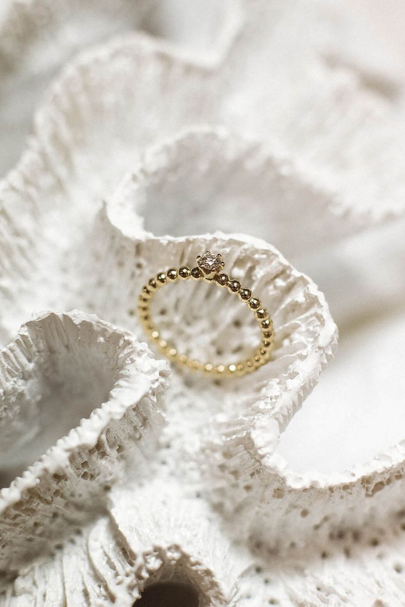 Bubble Solitaire Ring 0.10ct in 585 Gelbgold