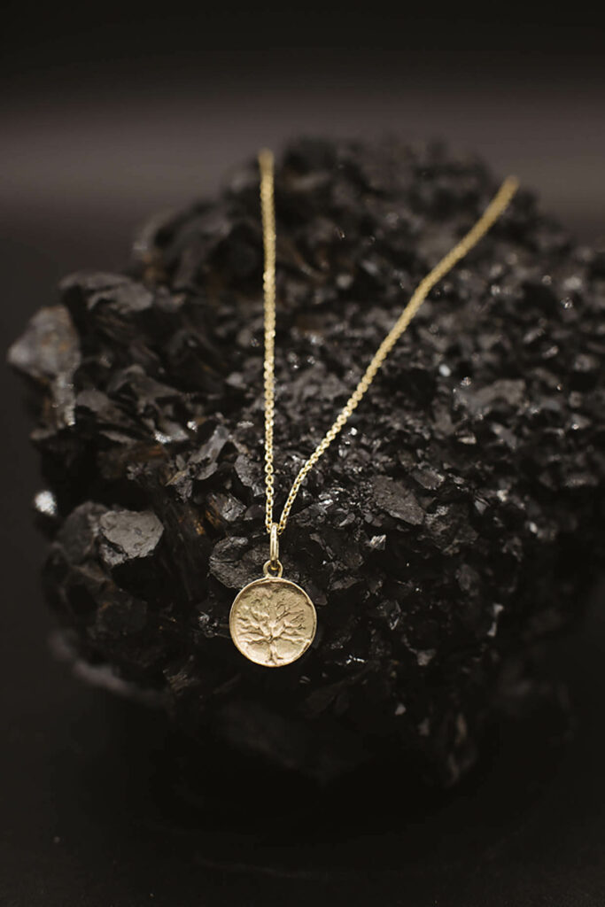 Goldcircus Lebensbaum Halskette in 585Gelbgold