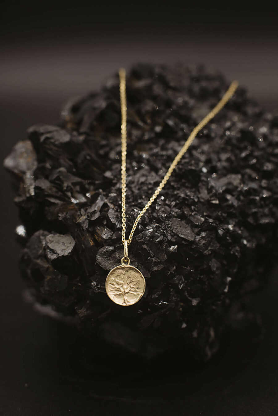 Goldcircus Lebensbaum Halskette in 585Gelbgold