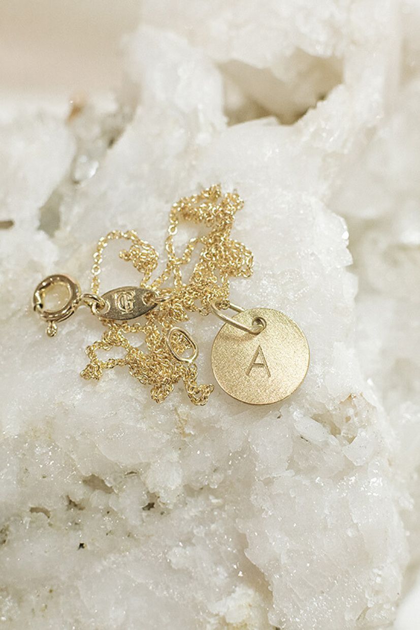 Goldcircus Letter Plate Halskette in 585 Gelbgold