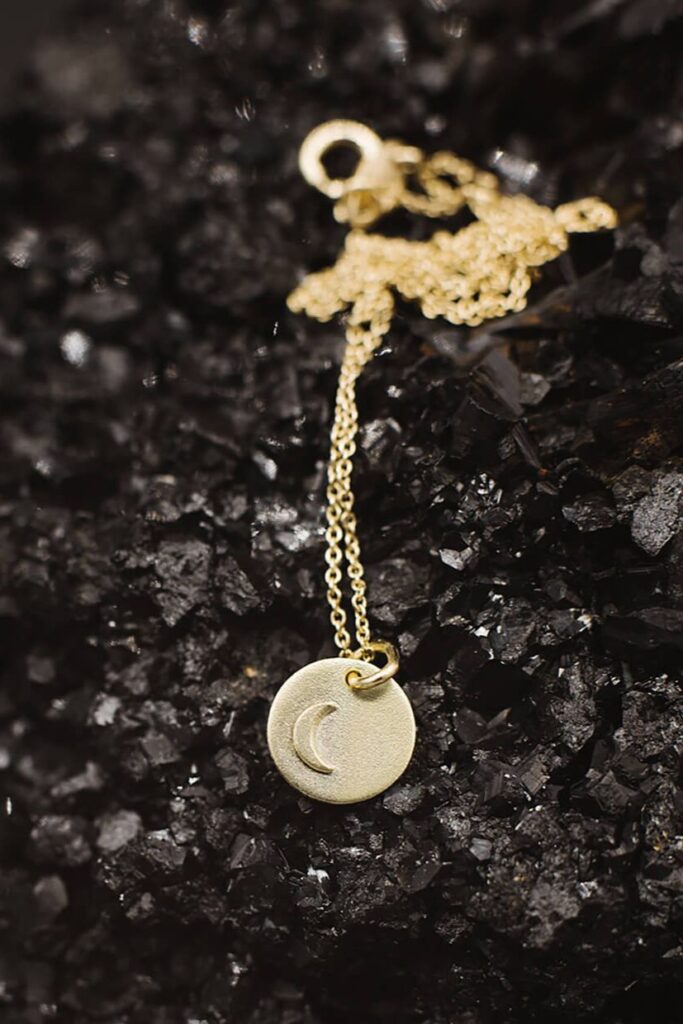 Goldcircus Plate Mond Halskette in 585 Gelbgold