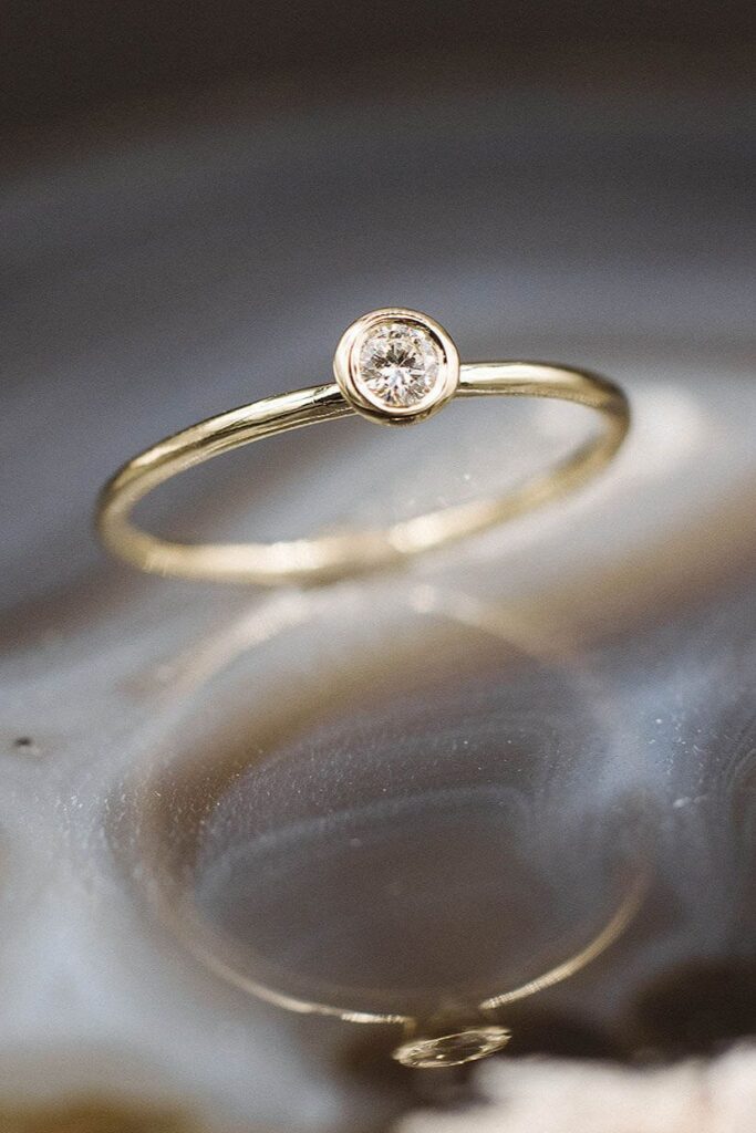 Single Brillant Ring 0,10ct in 585 Gelbgold