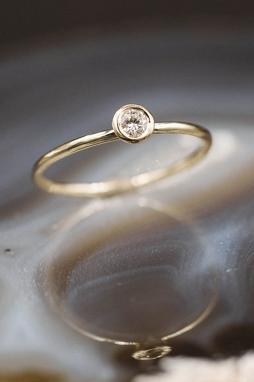 Single Brillant Ring 0,10ct in 585 Gelbgold