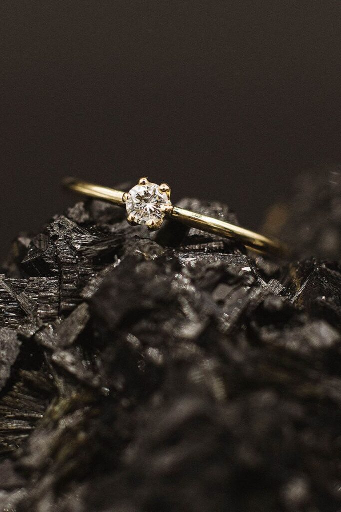 Single Solitaire Ring 0,10 ct in 585 Gelbgold