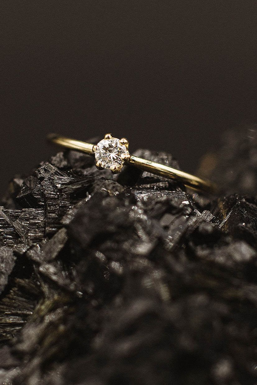 Single Solitaire Ring 0,10 ct in 585 Gelbgold