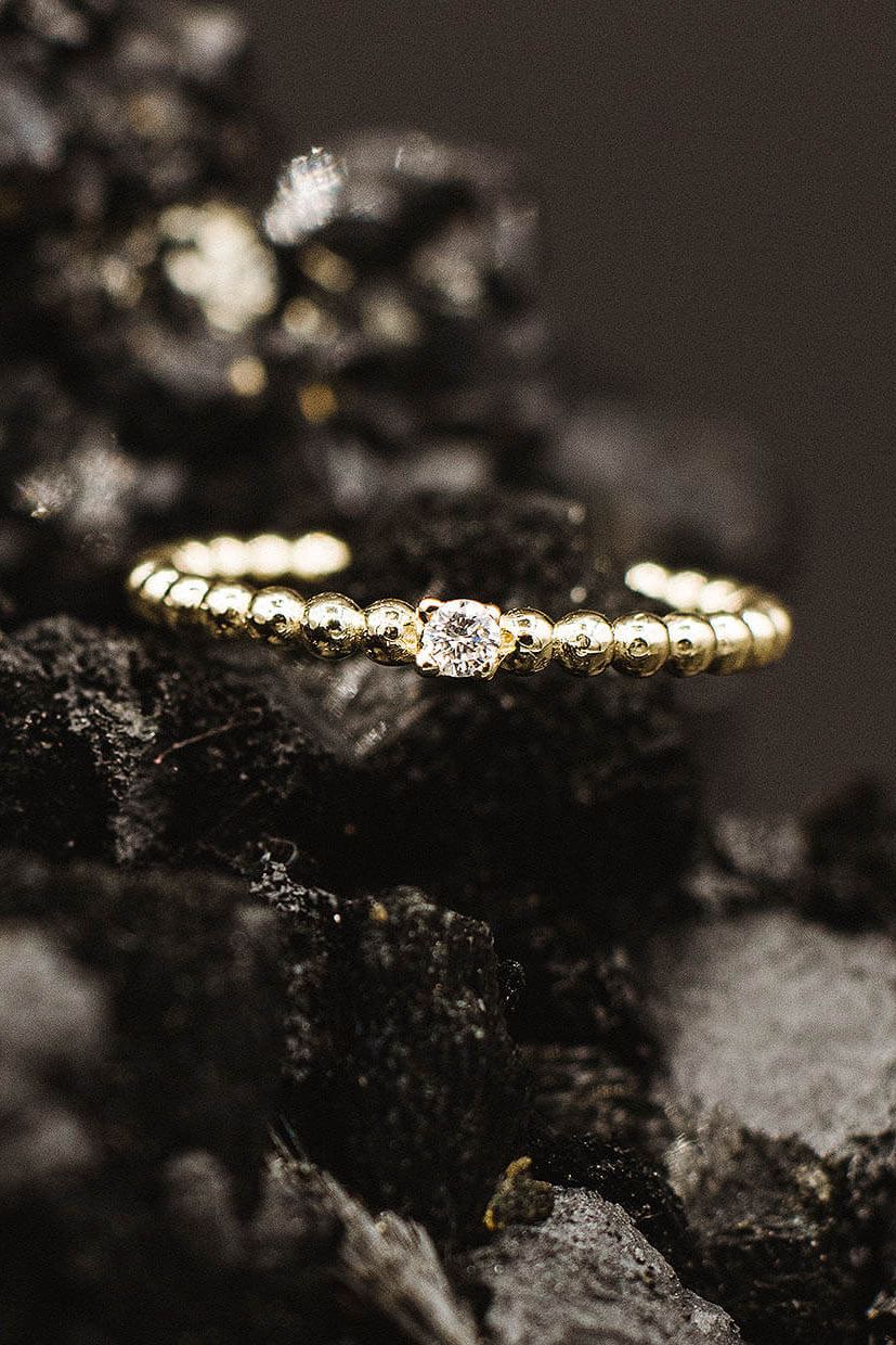 Sparkle Bubble Ring 0,04 ct in 585 Gelbgold