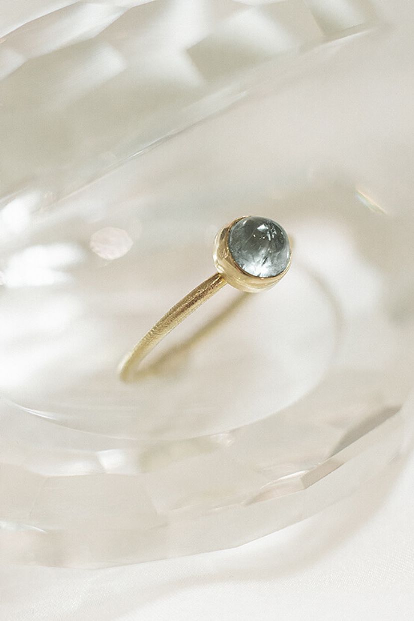 Turmalin Ring wasserblau in 585 Gelbgold